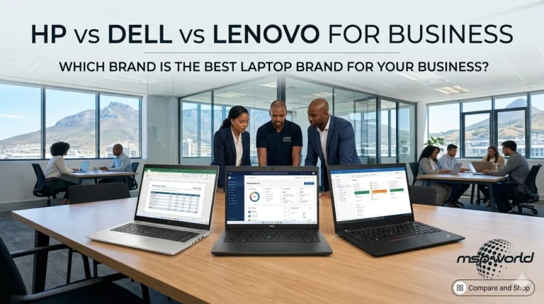 HP Dell and Lenovo business laptops side by side