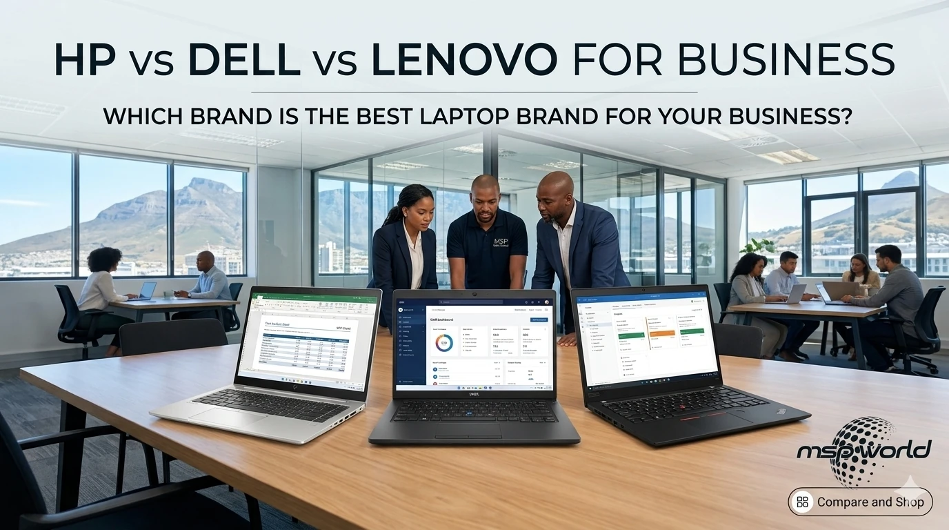 HP Dell and Lenovo business laptops side by side